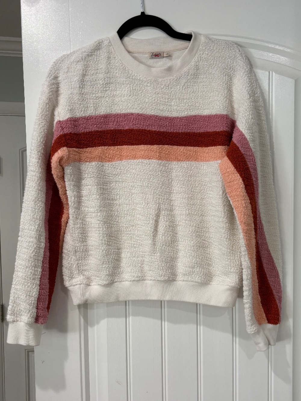 Faherty Vista Striped Pullover Sweatshirt Medium 100% Cotton